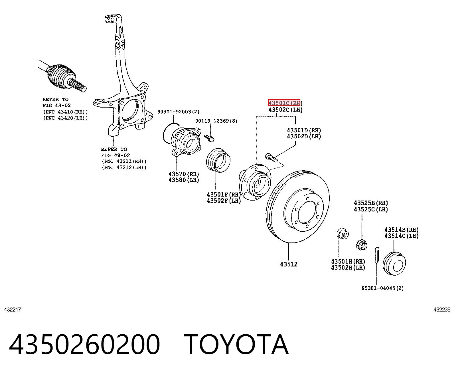 Cubo dianteiro para Toyota Hilux  GUN12, GUN13