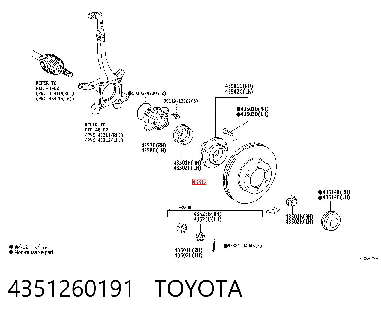 4351260191 Toyota Disco do freio dianteiro