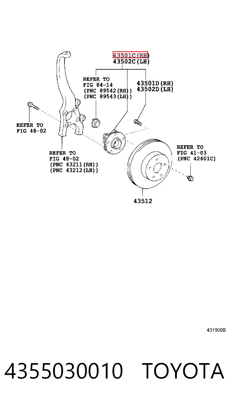 4355030010 Toyota Cubo dianteiro