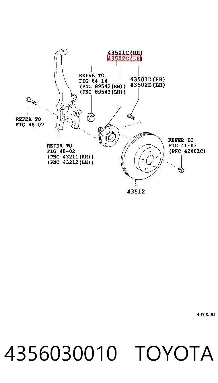 4356030010 Toyota Cubo dianteiro