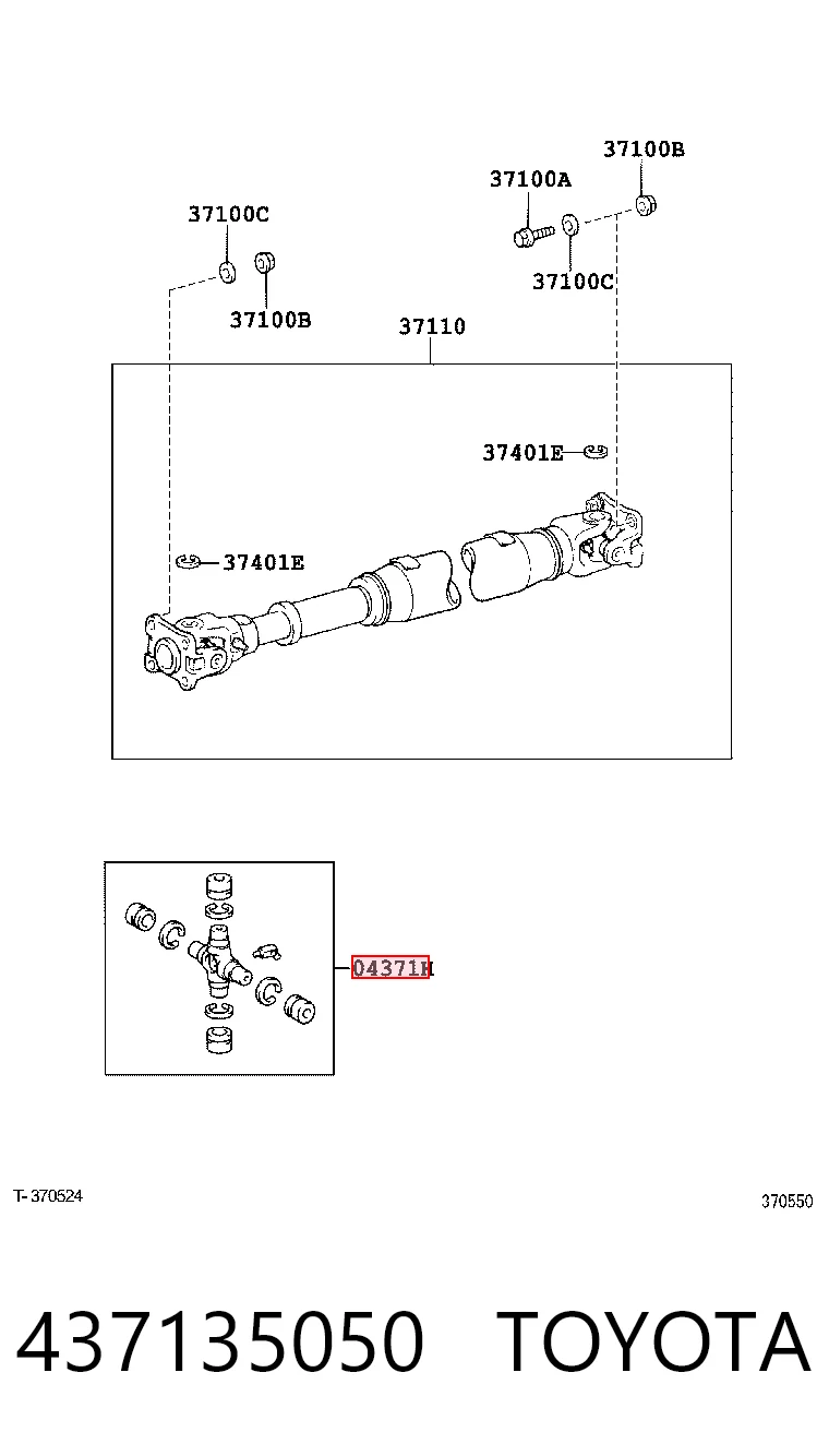 437135050 Toyota Cruzeta da junta universal traseira