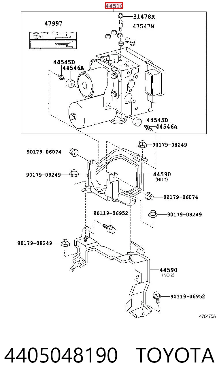 4405048190 Toyota Unidade hidráulico de controlo ABS