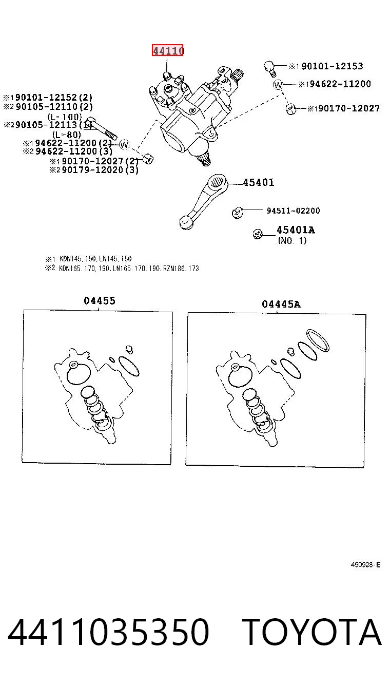 4411035350 Toyota Cremalheira da direção
