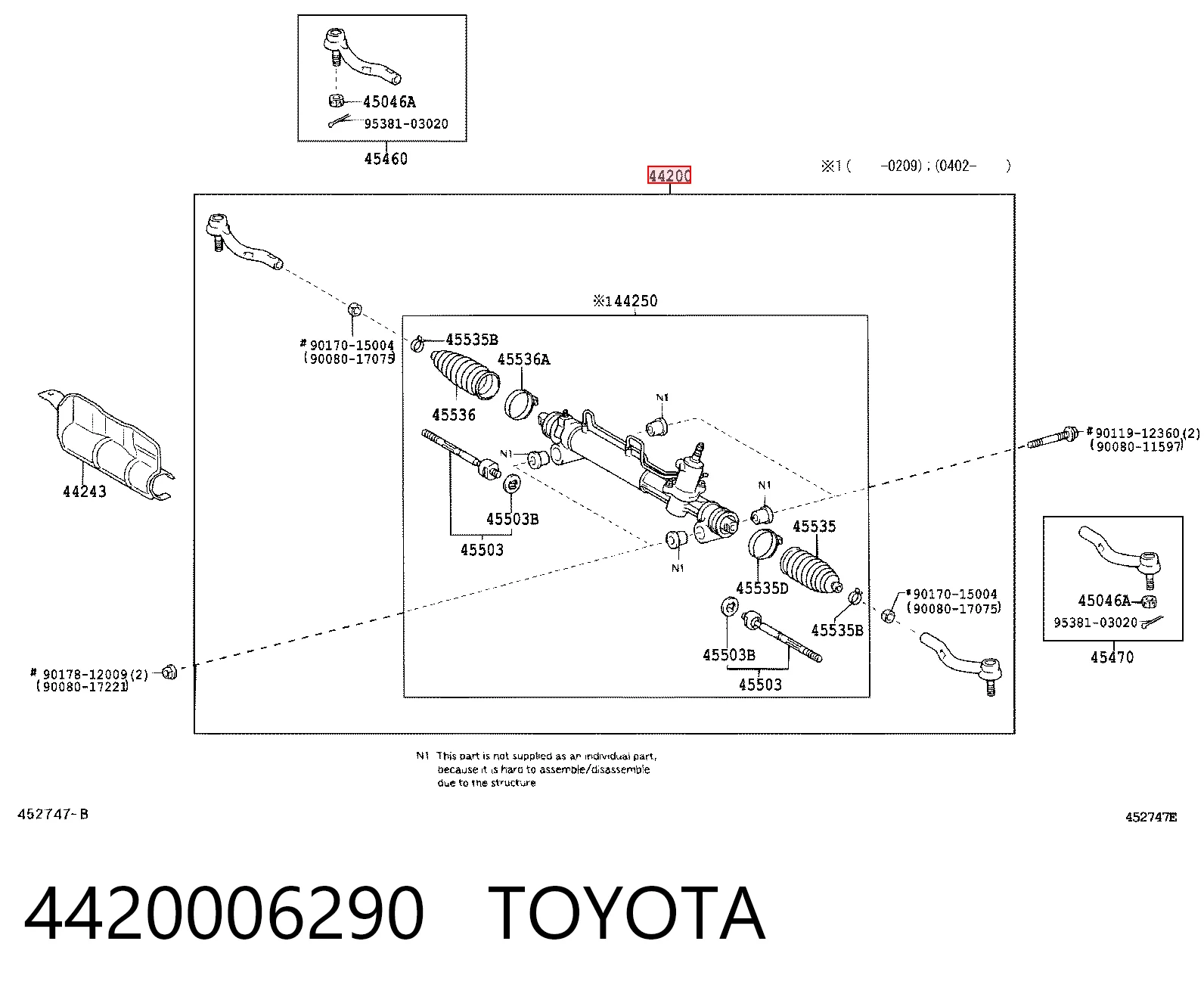 Cremalheira da direção para Toyota Camry V V30