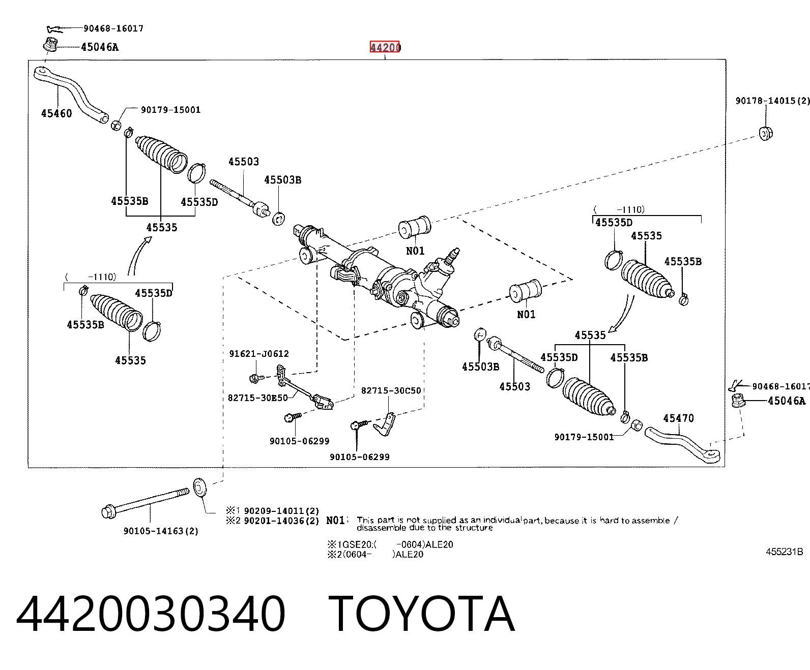 Cremalheira da direção Toyota 4420030340 preço, a partir de 323,49 USD