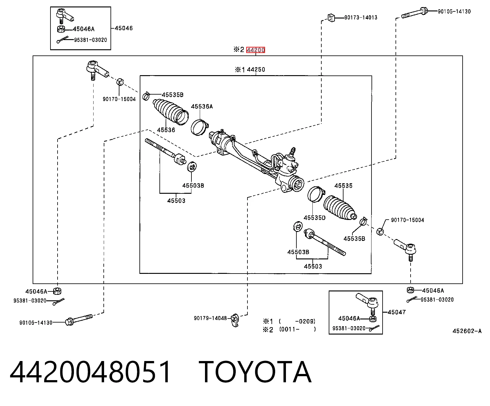 Cremalheira da direção para Lexus RX 300 MCU15