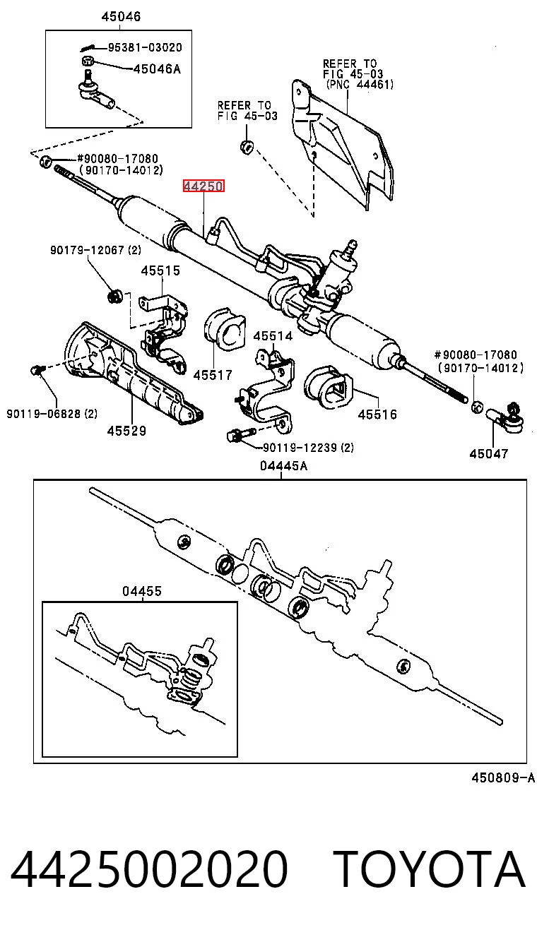 4425002020 Toyota Cremalheira da direção