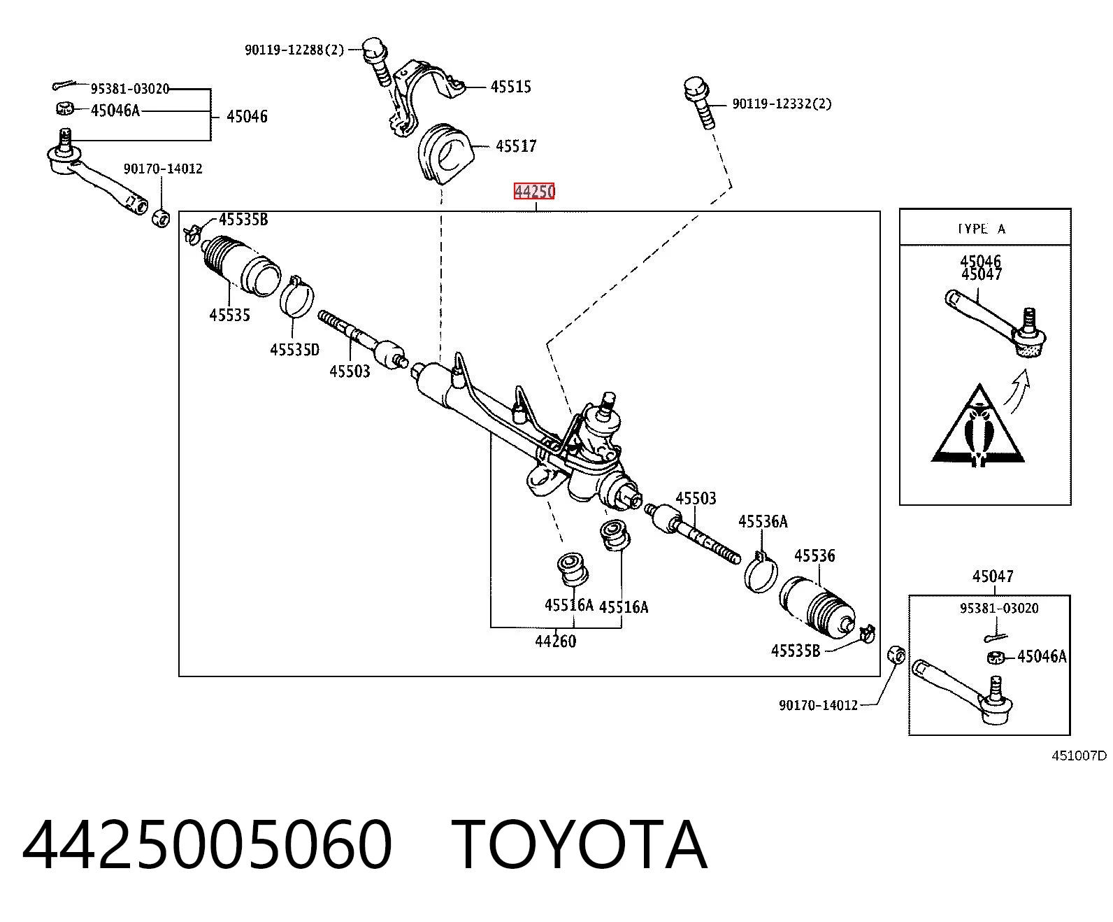 Cremalheira da direção Toyota Avensis I T22