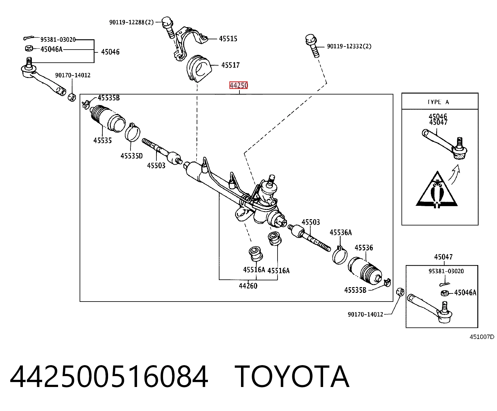 Cremalheira da direção Toyota Avensis preço, a partir de 145,41 USD