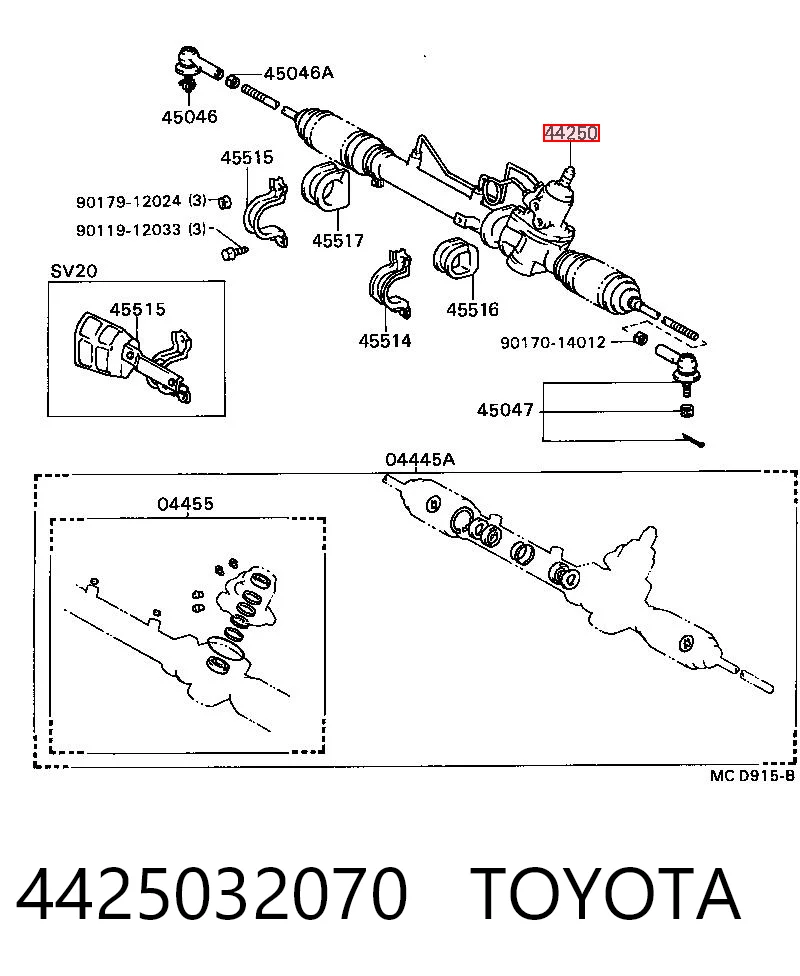Cremalheira da direção para Toyota Camry II V2