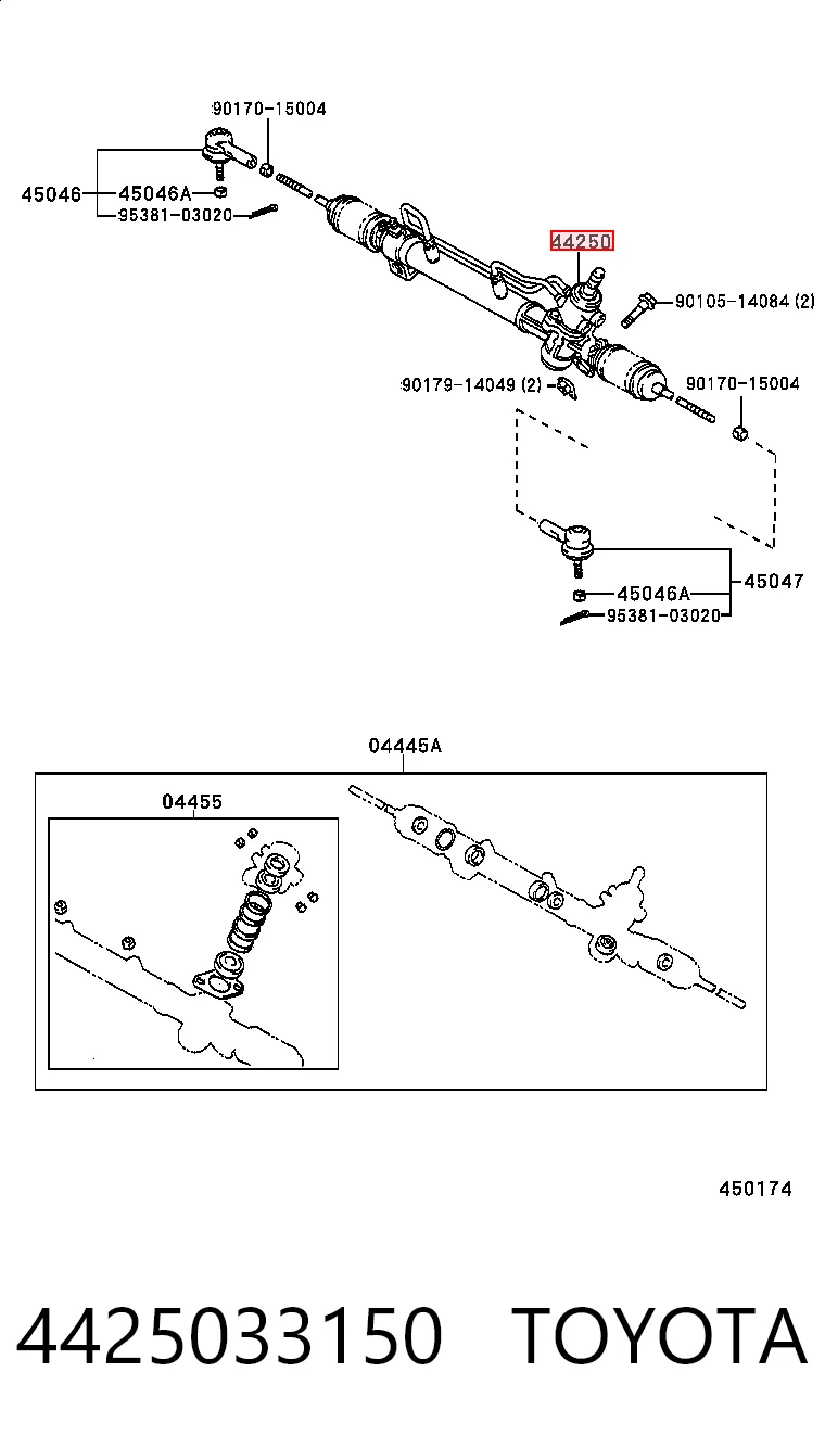 Cremalheira da direção para Toyota Camry III V10