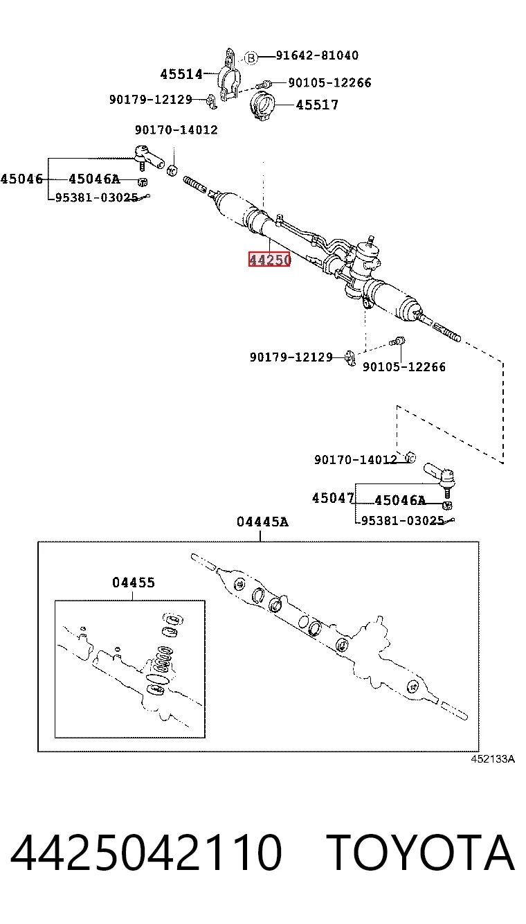 4425042110 Toyota Cremalheira da direção