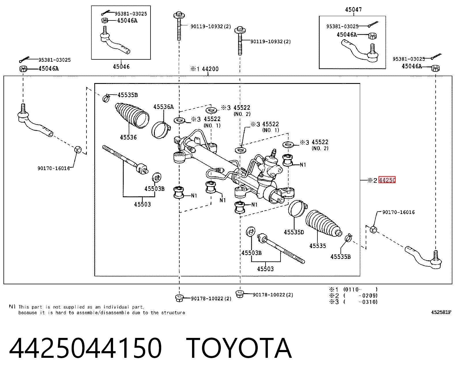 Cremalheira da direção Toyota Avensis Verso LCM