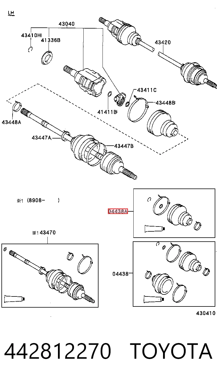 442812270 Toyota Botas de proteção de Juntas homocinéticas do semieixo dianteiro, kit