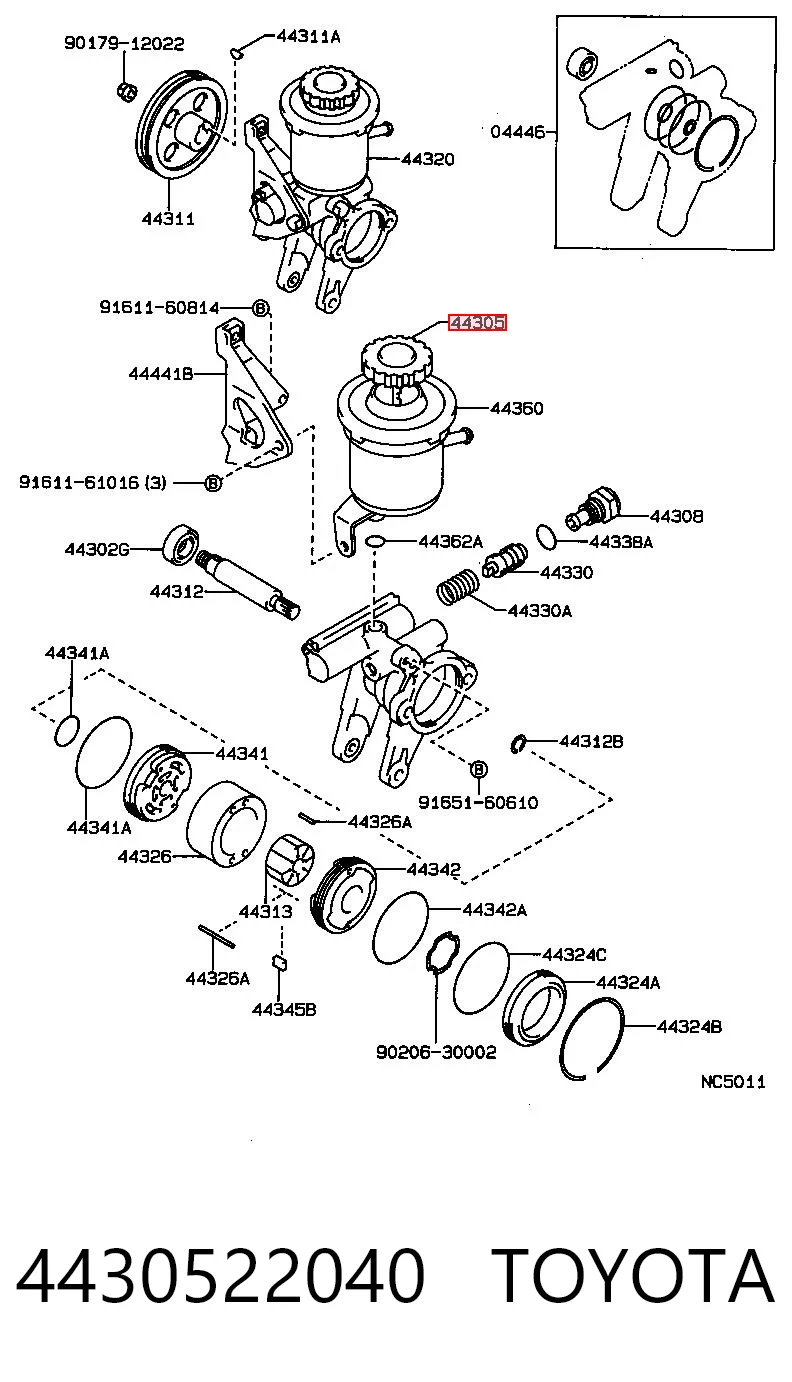 4430522040 Toyota Tampa de tanque de bomba da Direção hidrâulica assistida