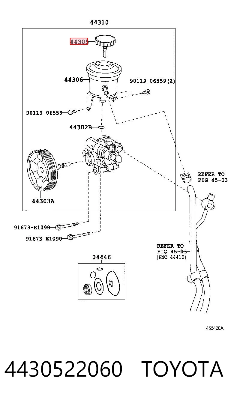 4430522060 Toyota Tampa de tanque de bomba da Direção hidrâulica assistida