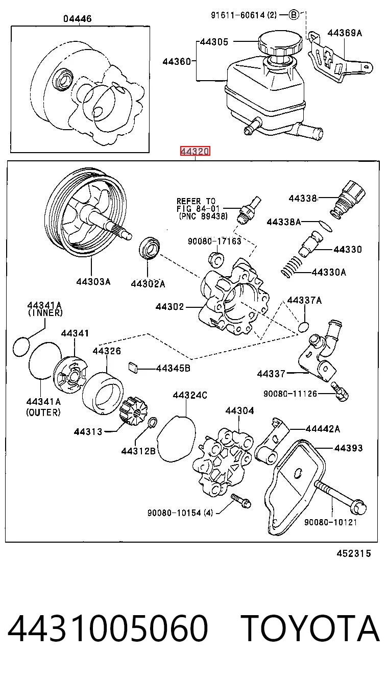 4431005060 Toyota Bomba da Direção hidrâulica assistida
