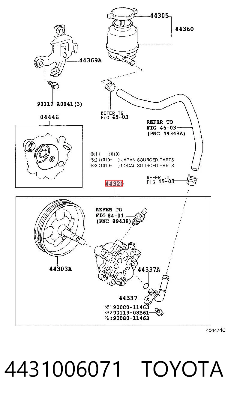 4431006071 Toyota Bomba da Direção hidrâulica assistida