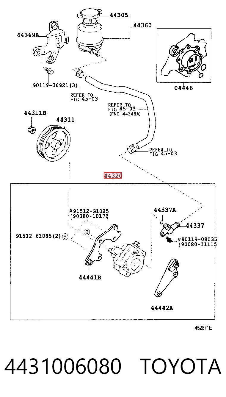 4431006080 Toyota Bomba da Direção hidrâulica assistida