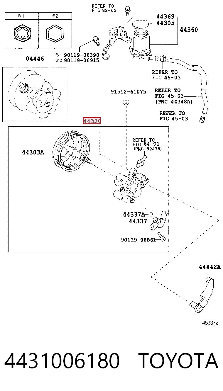4431006180 Toyota Bomba da Direção hidrâulica assistida