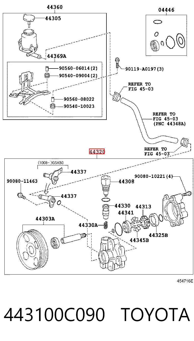 443100C090 Toyota Bomba da Direção hidrâulica assistida