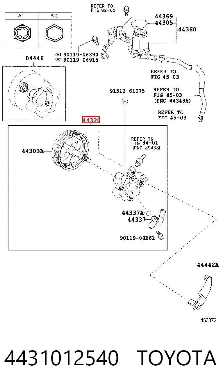 4431012540 Toyota Bomba da Direção hidrâulica assistida