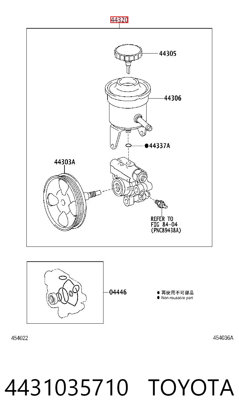 4431035710 Toyota Bomba da Direção hidrâulica assistida