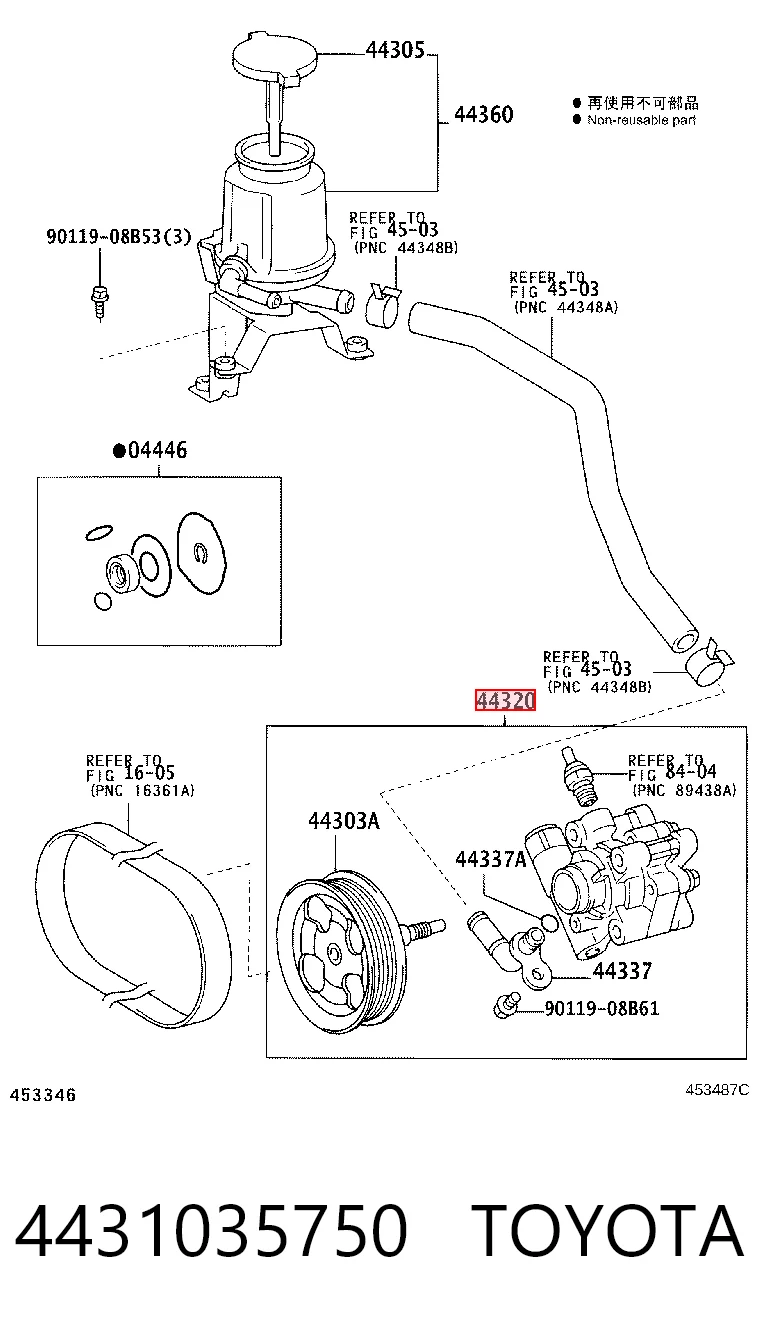 4431035750 Toyota Bomba da Direção hidrâulica assistida