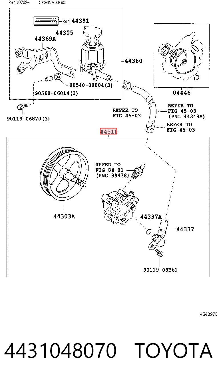 4431048070 Toyota Bomba da Direção hidrâulica assistida