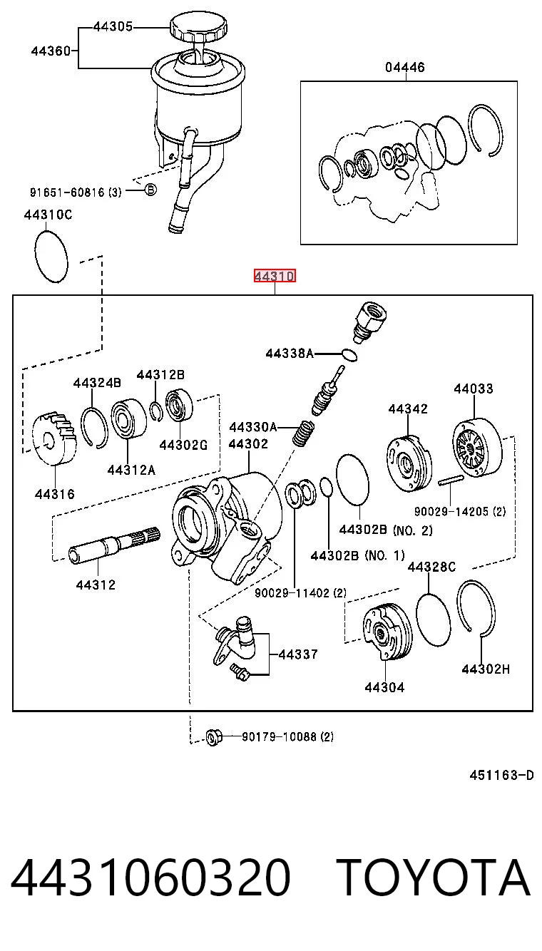 4431060320 Toyota Bomba da Direção hidrâulica assistida