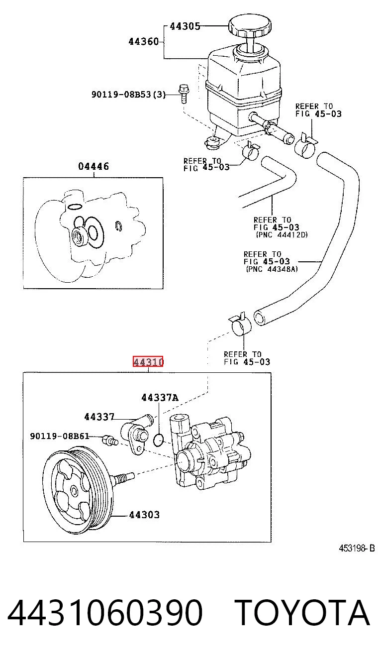 4431060390 Toyota Bomba da Direção hidrâulica assistida