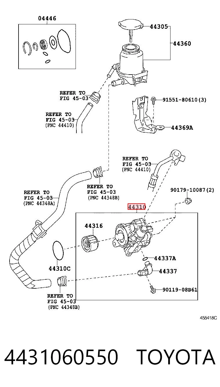 4431060550 Toyota Bomba da Direção hidrâulica assistida