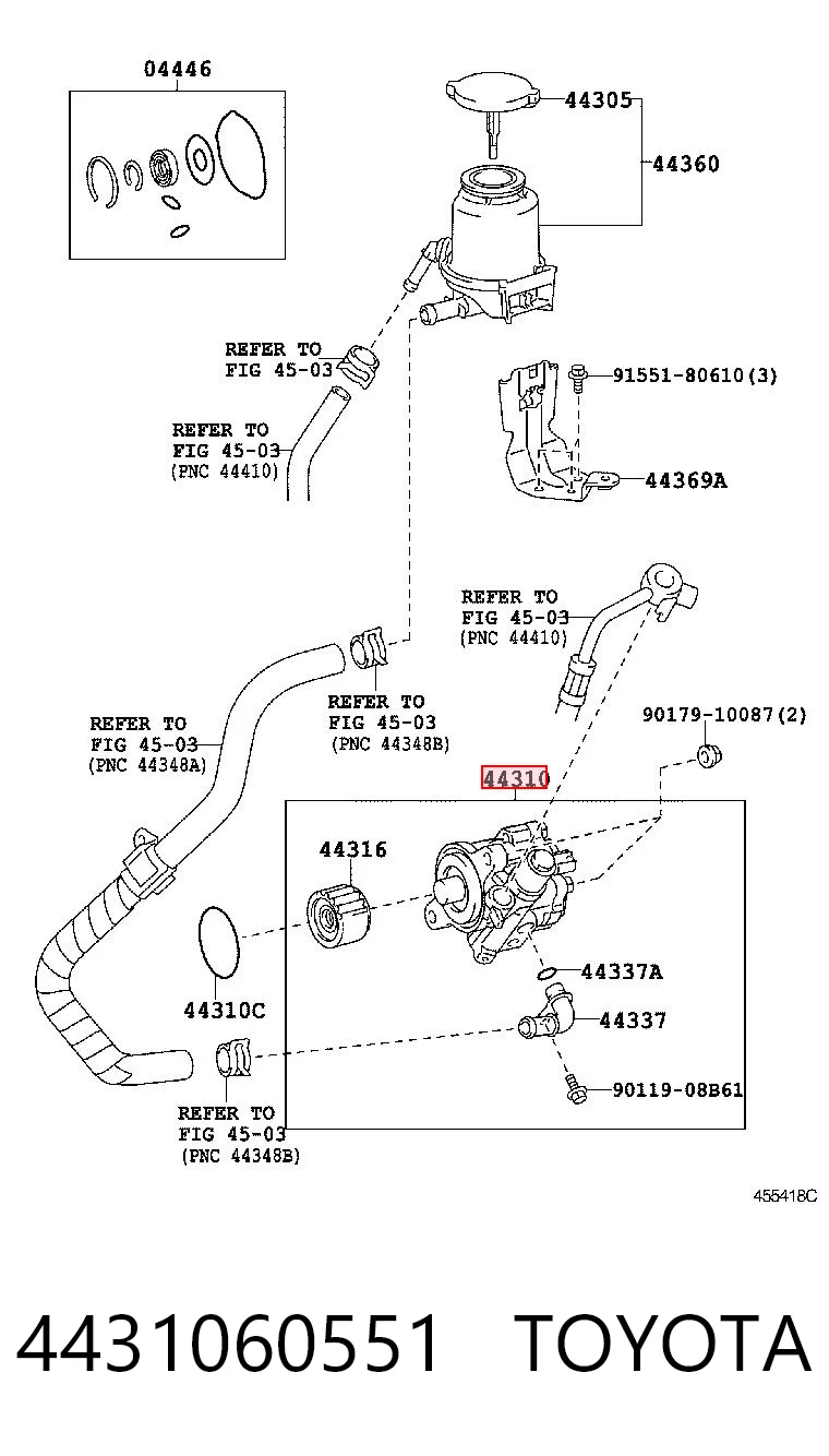 4431060551 Toyota Bomba da Direção hidrâulica assistida