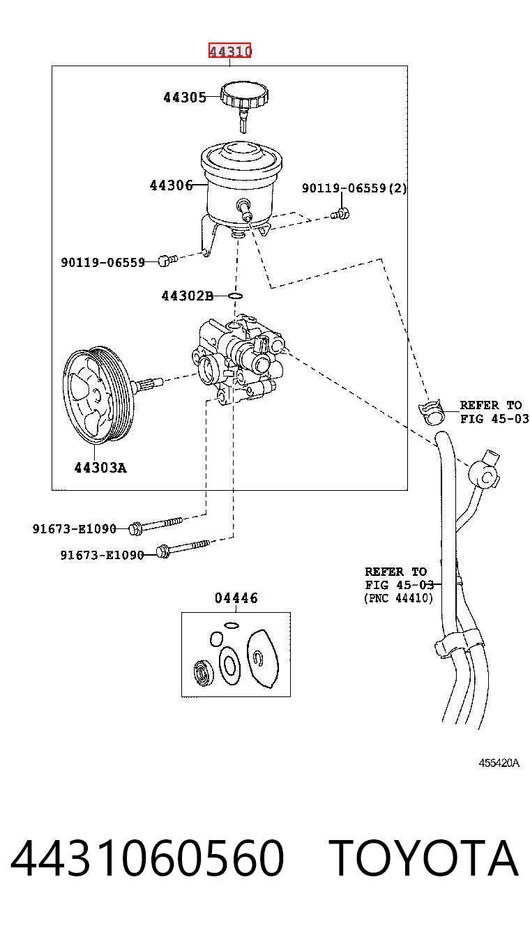 4431060560 Toyota Bomba da Direção hidrâulica assistida