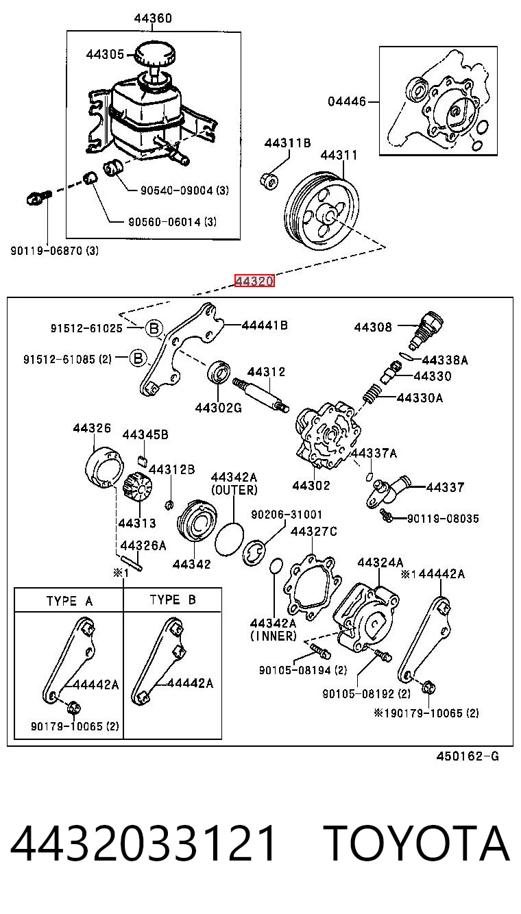 Bomba da Direção hidrâulica assistida Toyota Camry IV sedan (V20) (1996 - 2001) IV