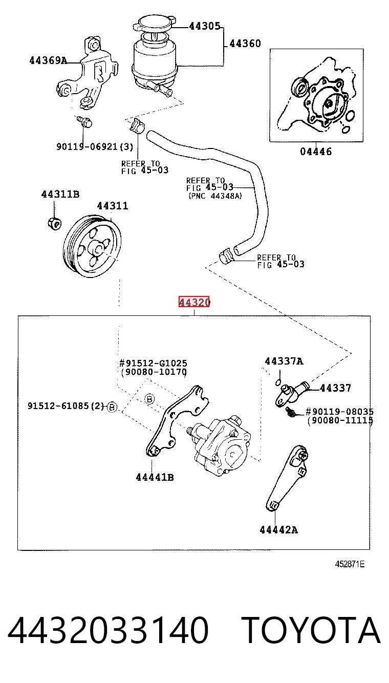 4432033140 Toyota Bomba da Direção hidrâulica assistida