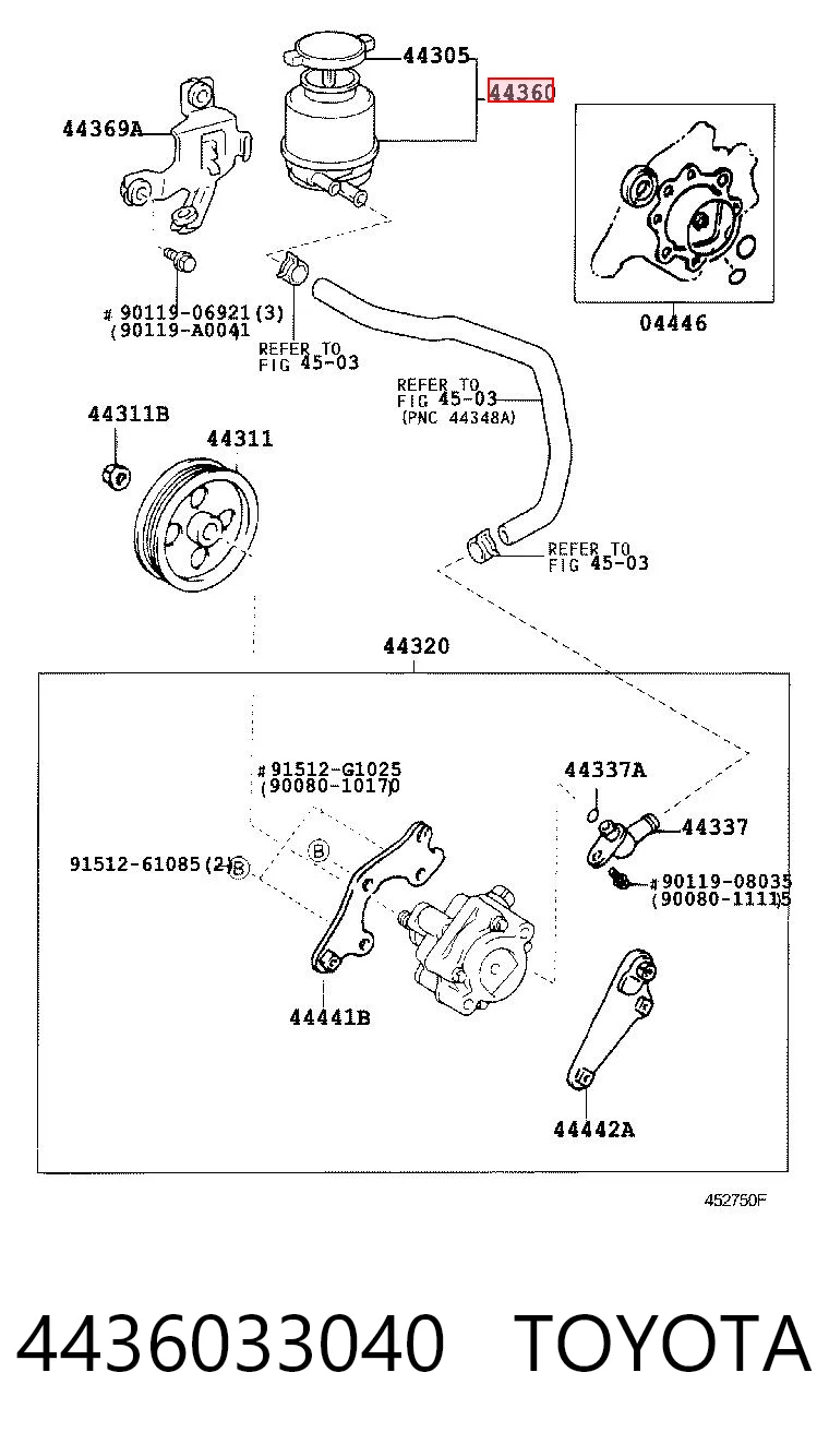  Tanque de bomba da Direção hidrâulica assistida Toyota Camry V sedan (V30) (2001 - 2006) V