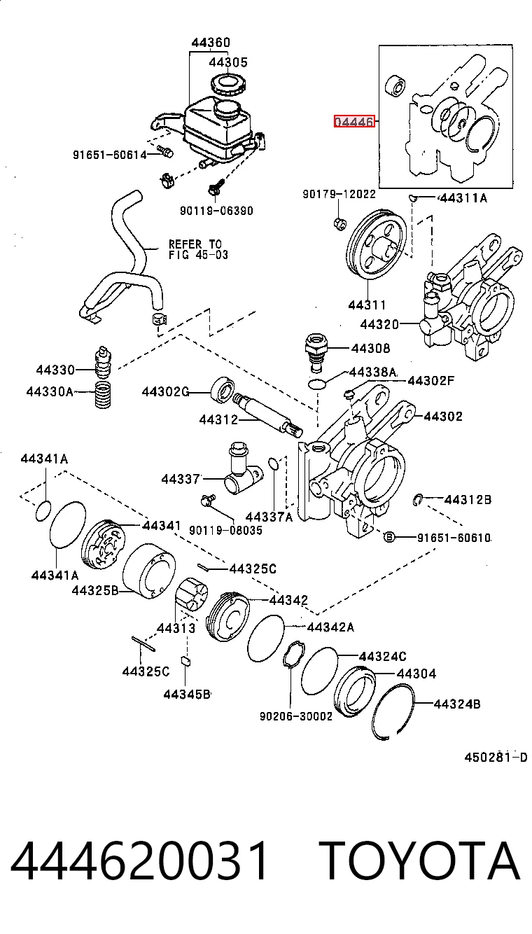 444620031 Toyota Kit de reparação da bomba da Direção hidrâulica assistida