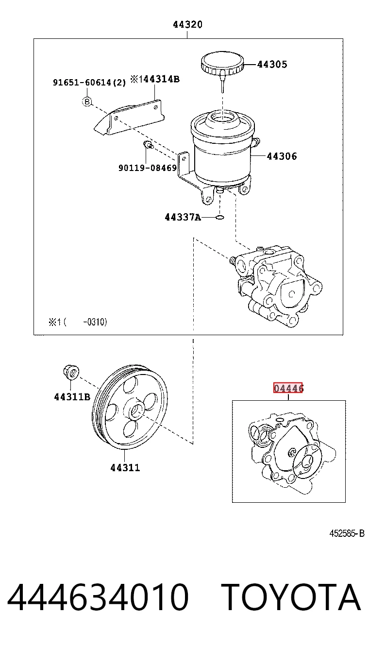 444634010 Toyota Kit de reparação da bomba da Direção hidrâulica assistida
