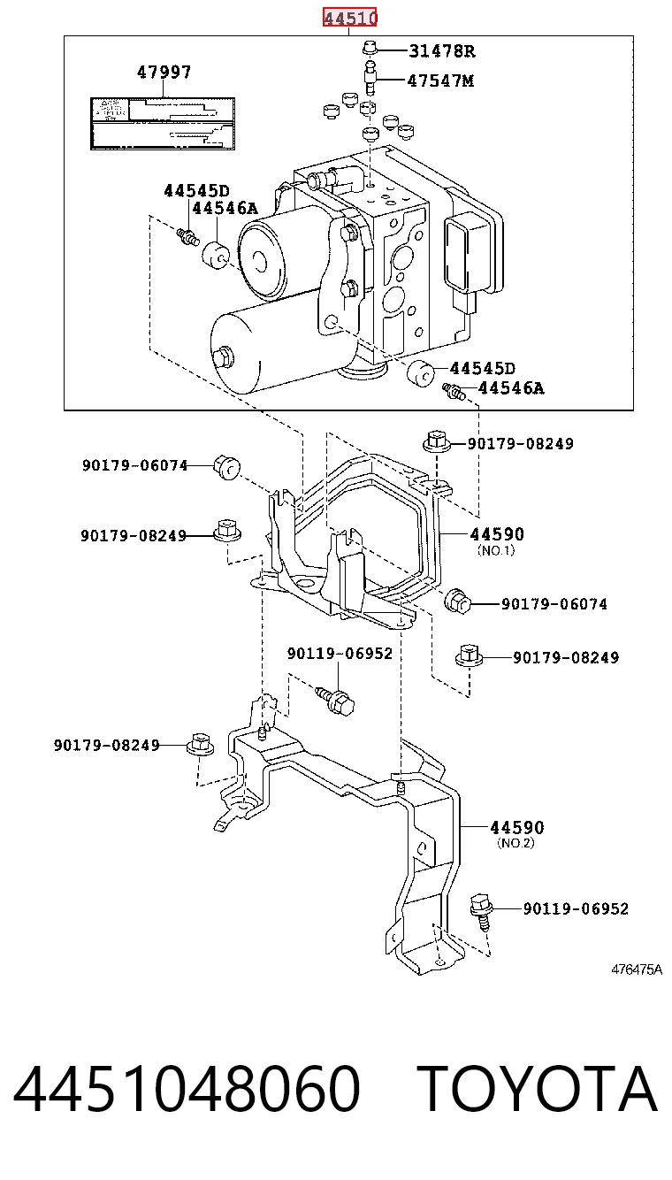 4451048060 Toyota Unidade hidráulico de controlo ABS