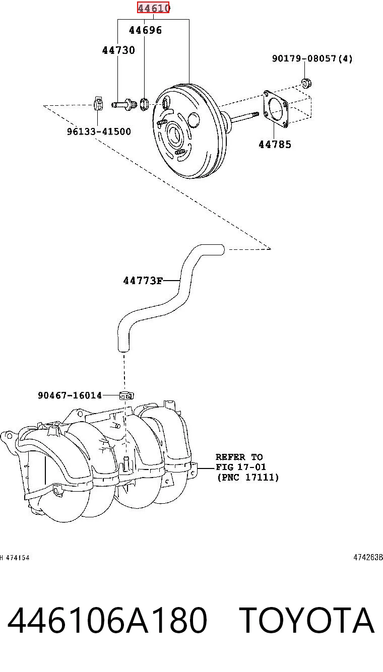 446106A180 Toyota Reforçador dos freios a vácuo