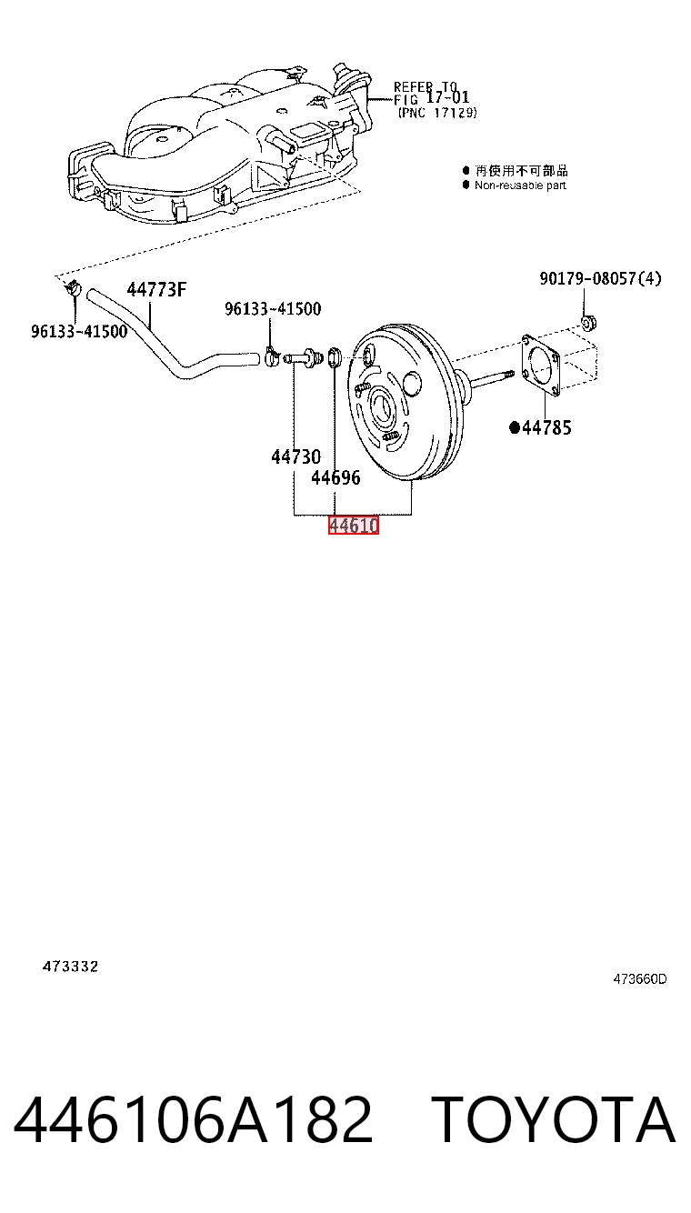 446106A182 Toyota Reforçador dos freios a vácuo