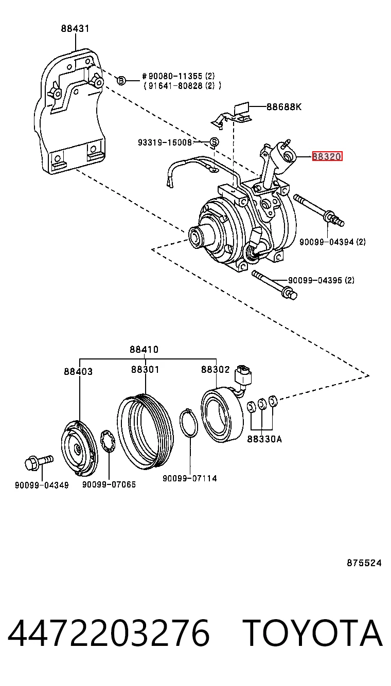 4472203276 Toyota Compressor de aparelho de ar condicionado