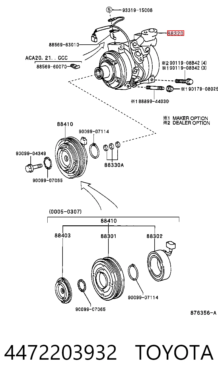 Compressor de aparelho de ar condicionado Toyota RAV4 II XA2