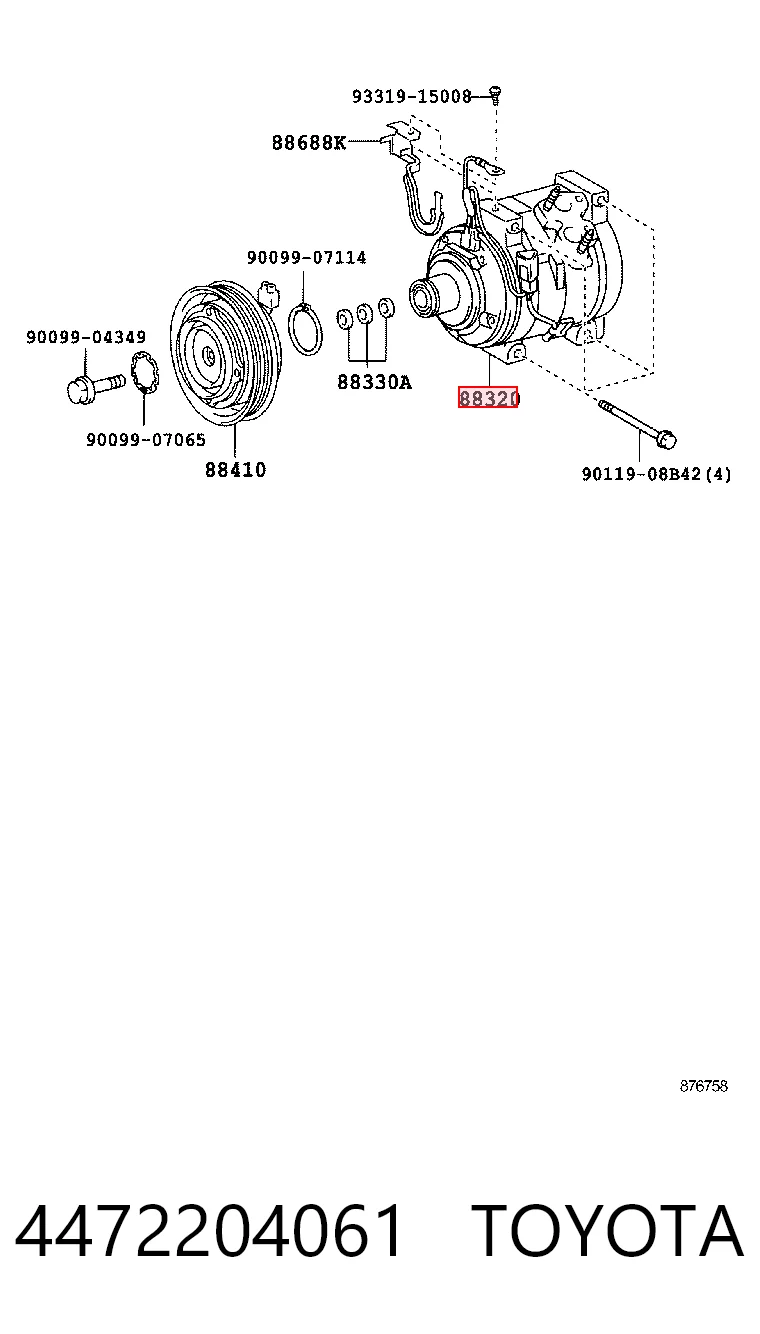4472204061 Toyota Compressor de aparelho de ar condicionado