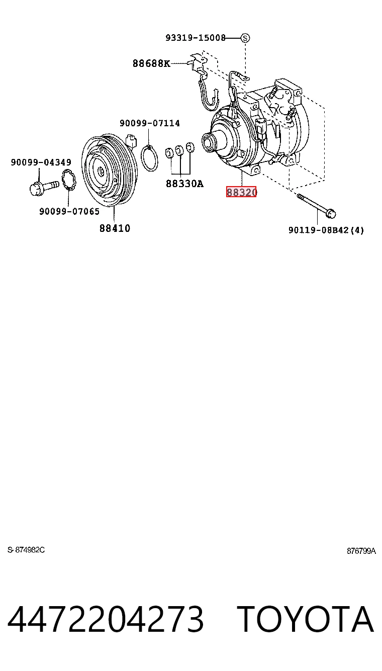 4472204273 Toyota Compressor de aparelho de ar condicionado