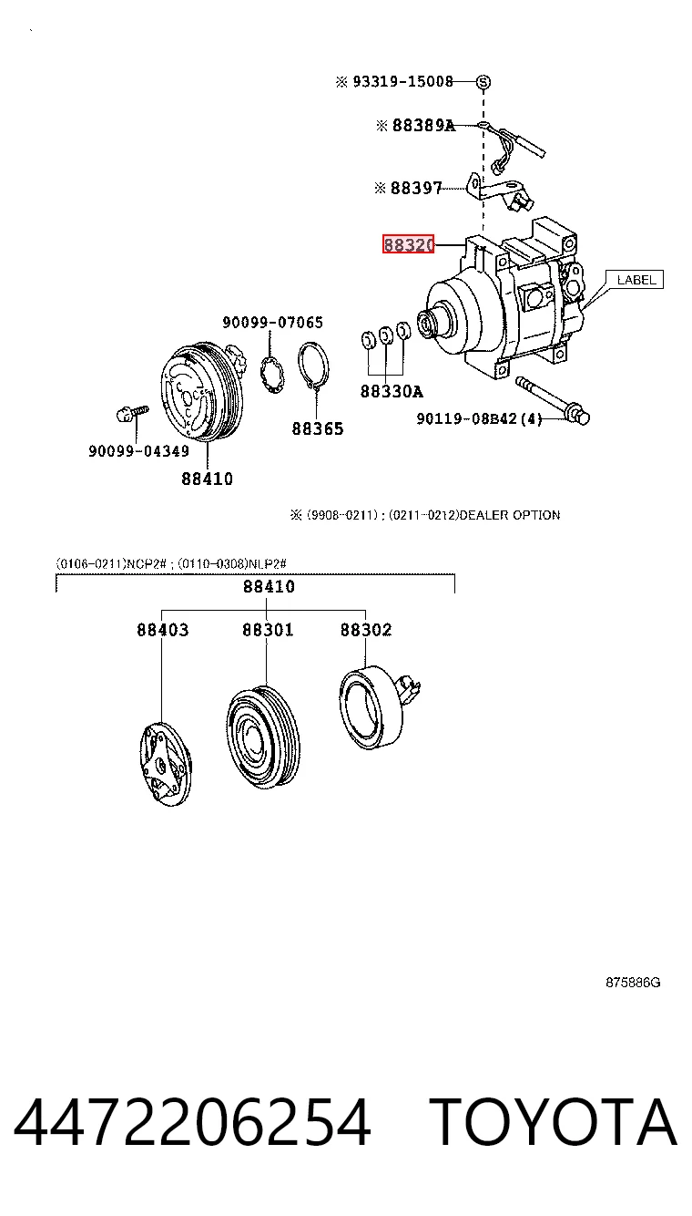 Compressor de aparelho de ar condicionado Toyota Yaris  P10