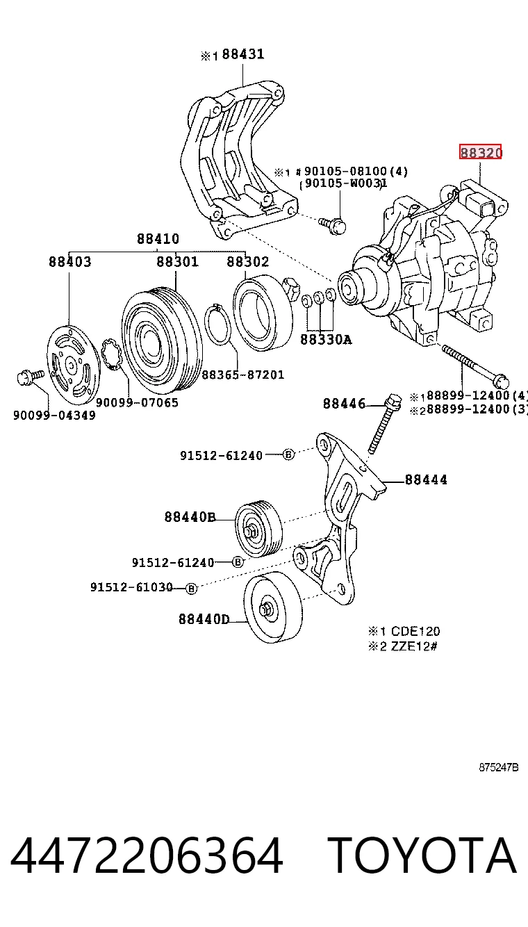 4472206364 Toyota Compressor de aparelho de ar condicionado