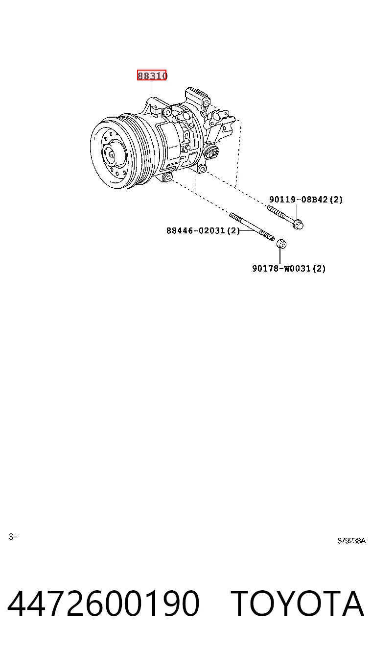 4472600190 Toyota Compressor de aparelho de ar condicionado