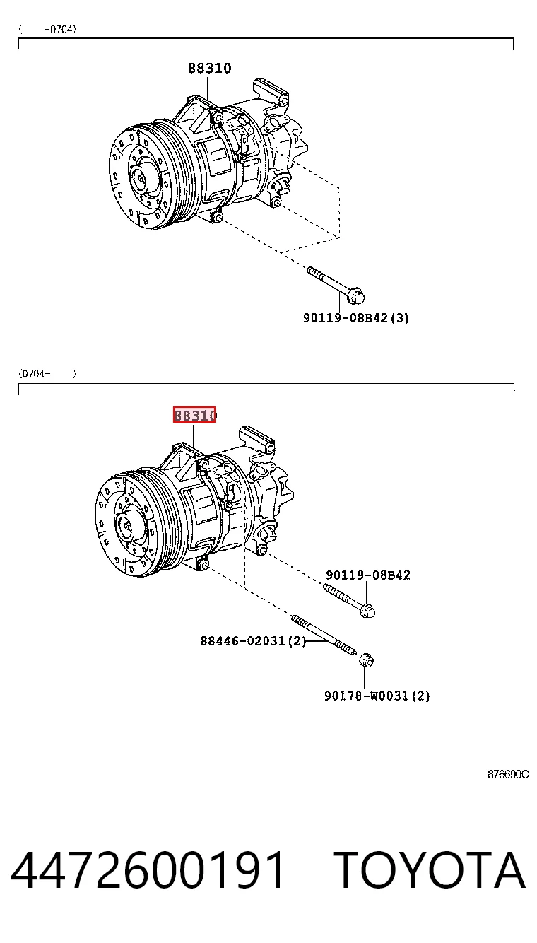 4472600191 Toyota Compressor de aparelho de ar condicionado